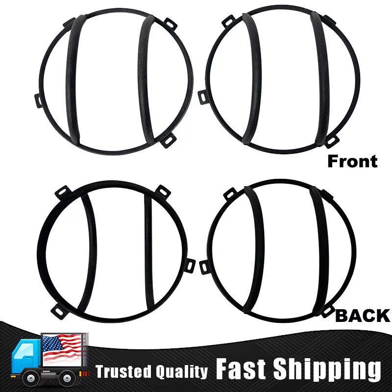Pair Front Headlight Lamp Guard Cover Trim For 2007-2018 Jeep Wrangler JK