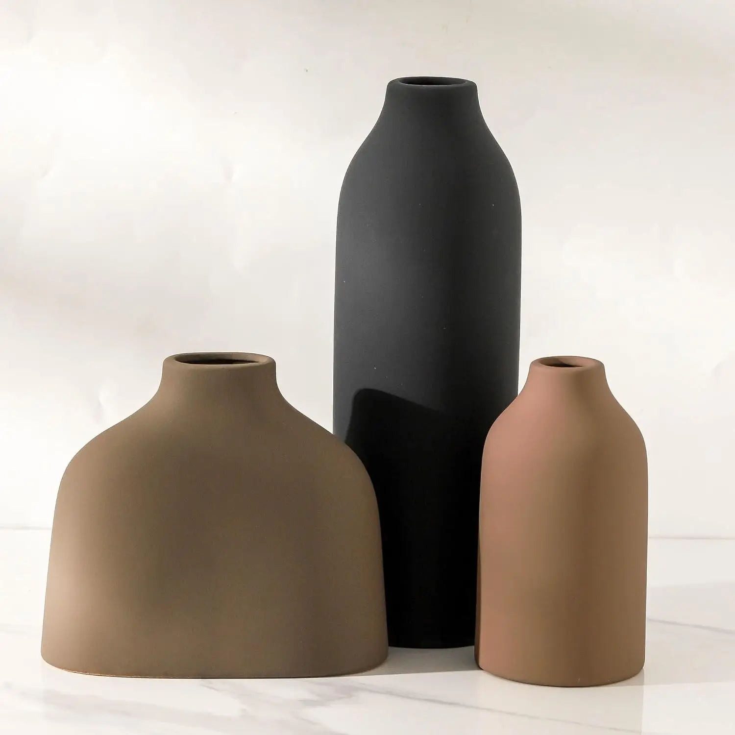 

Ceramic Vase Set of 3,Flower Vase Home Decor,Modern Farmhouse Decor, Pampas Grass Dried Fresh Flowers,Bedroom,Living Roo