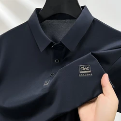 POLO estiva a maniche corte di marca di fascia alta da uomo alla moda a forma di drago design distintivo vendita calda top t-shirt in seta di ghiaccio