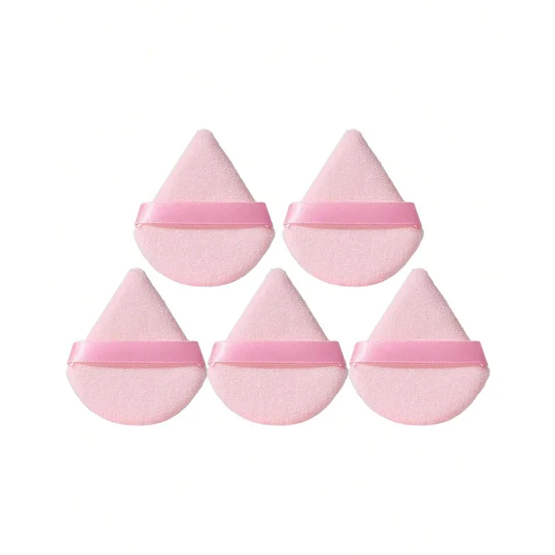 5/10 pçs rosa triângulo pó puff, esponja de maquiagem de veludo preto para mistura de fundação, macio cosméticos rosto liquidificador ferramenta de beleza se