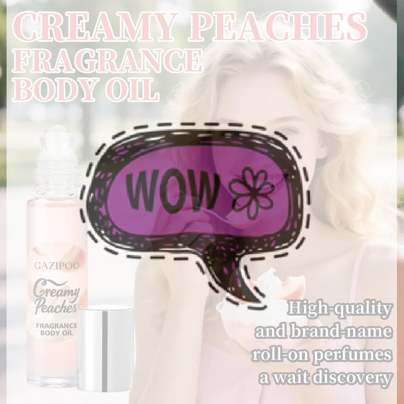 

10ml Creamy Peach Roll-On Fragrance Oil Long Lasting Women's Fragrance Body Oil Portable Mini Fragrance For Daily Use