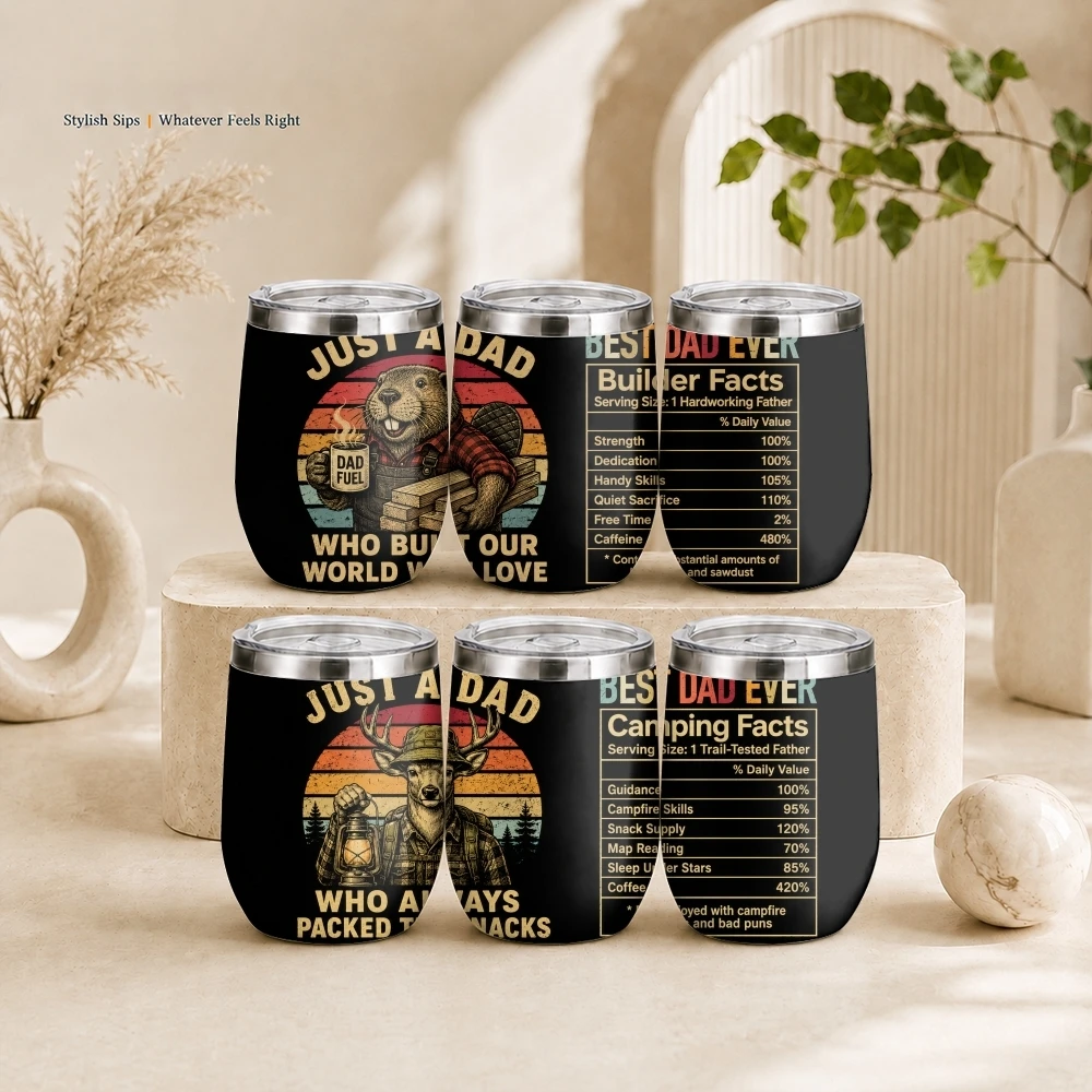 Dad Nutrition Facts Vacuum Flasks 12oz Insulated Stainless Steel Mug with Lid Travel Tumbler Double Wall Drink Coffee Cup