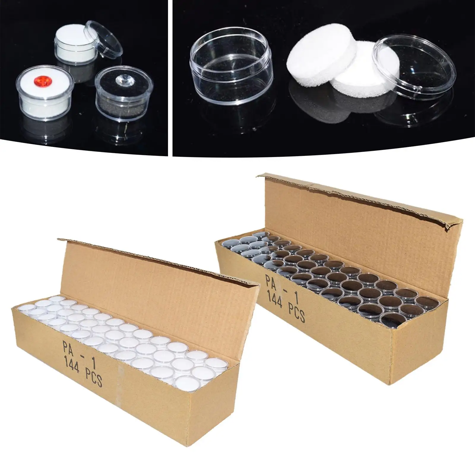 200 Pieces Small Loose Diamond Gemstone Display Case for Gems Diamond Transparent Container Holder Jewelry Show Box Container