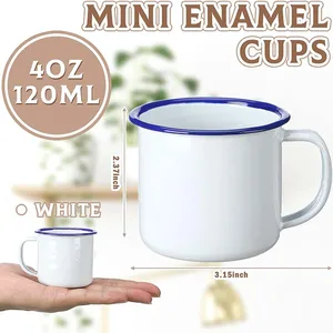 Mini emaye Kamp kupa-of-kahve-Metal-Küçük-Klasik-Dizüstü-Beyaz Kamp Ateşi Kupalar, Bardaklar ve Vintage kütle Kahve, Çay, Süt, 4Oz 8 en çok satan, kupalar az sayıdaki 5'i inceliyor