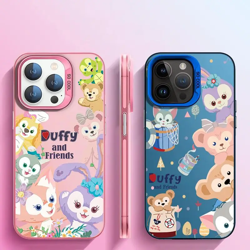 Disney Flower Duffy And Friends Matte Phone Case for Apple iPhone 15 14 13 12 11 pro Max 15plus 14plus XS X Colored Silver Cover