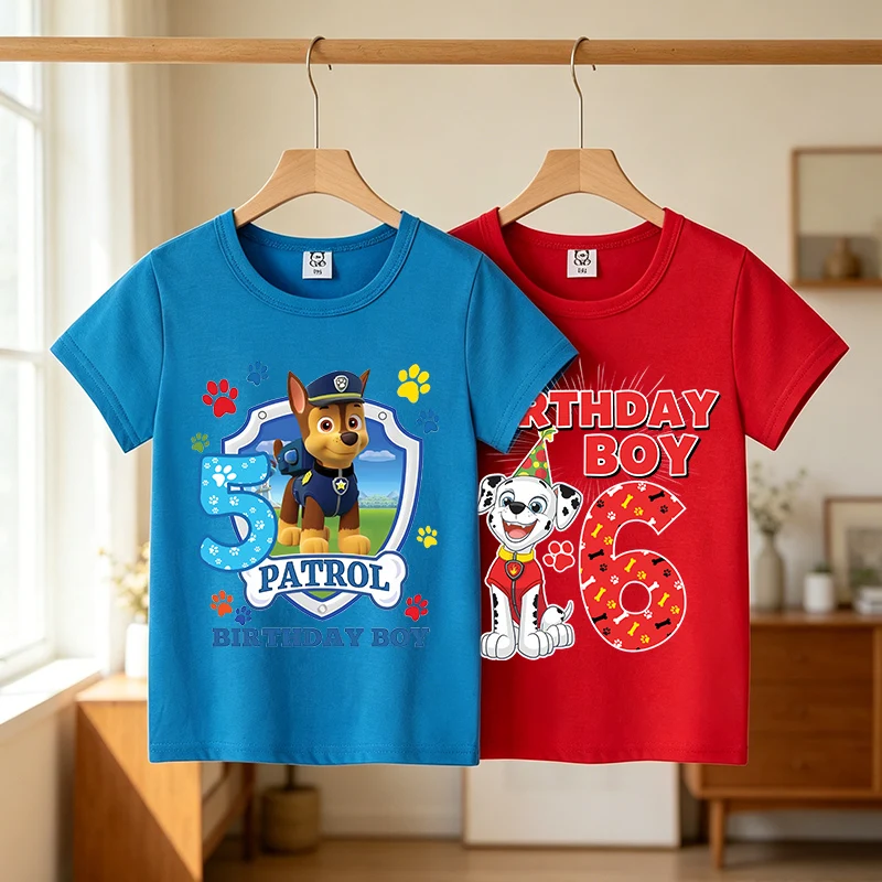 PAW Patrols Children T-shirt Girl Boy Cotton Short Sleeves Birthday Tees Fashion Round Neck T Shirt Kids Cartoon Summer Clothes