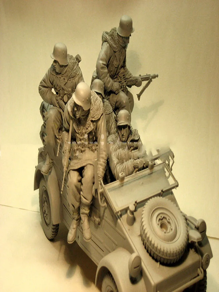 

New Unassembled 1/16 ancient man crew include 5 in winter (NO CAR ) Resin Figure Unpainted Model Kit