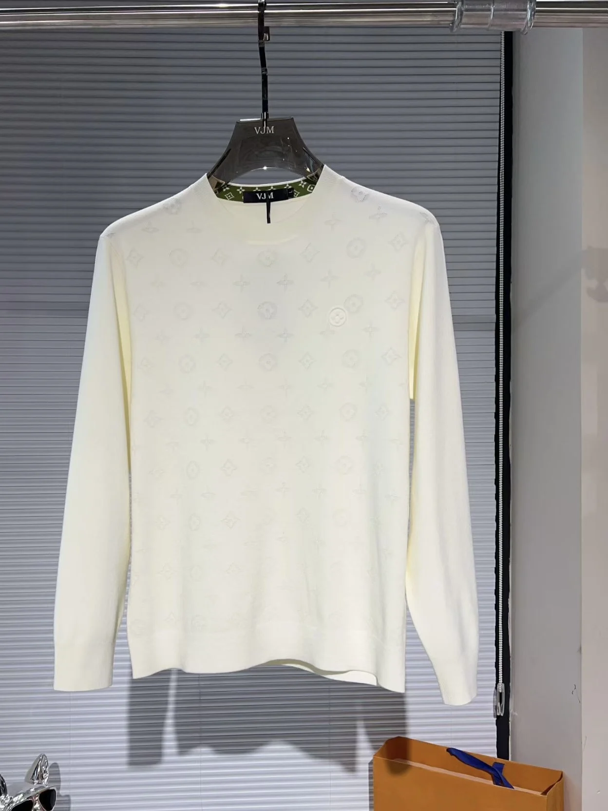 

Autumn Winter Men's Long Sve Knitted Sweater Wool Blend Floral Embroidery Slim Fit Casual round Ne Top Inner Wear Base L...