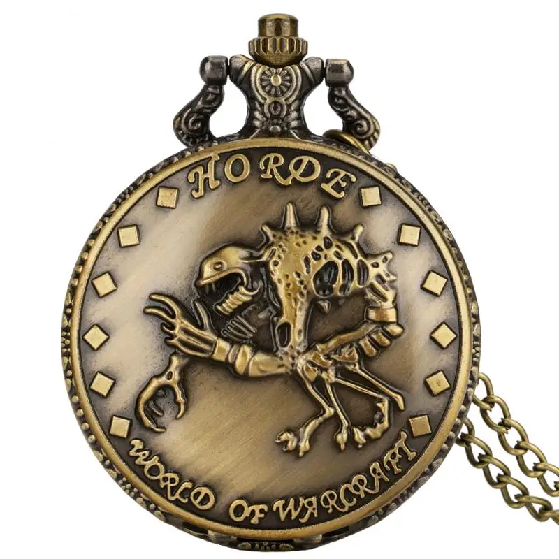 Retro Bronze 3D Scorpion Antique Clock Gifts Quartz Pocket Watch Pendant Necklace Anime Cosplay Watch Fob Chain Jewelry for Men