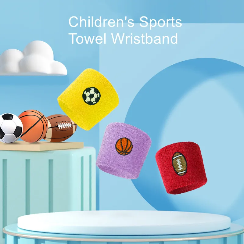 1Pcs Wristbands Gym Sport Tennis Basketball Volleyball Kids Colorful Cute Sweatband Hand Band Polyester Elastic Soft  Protector