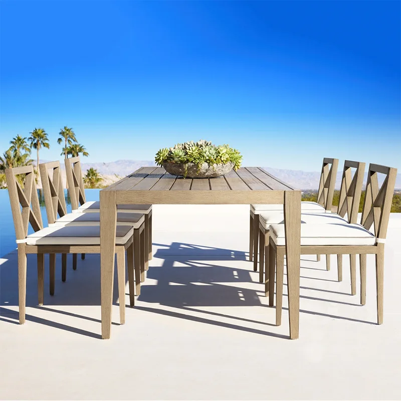 

Simple casual solid wood tables and chairs furniture villa courtyard outdoor open-air garden waterproof and sunscreen teak table