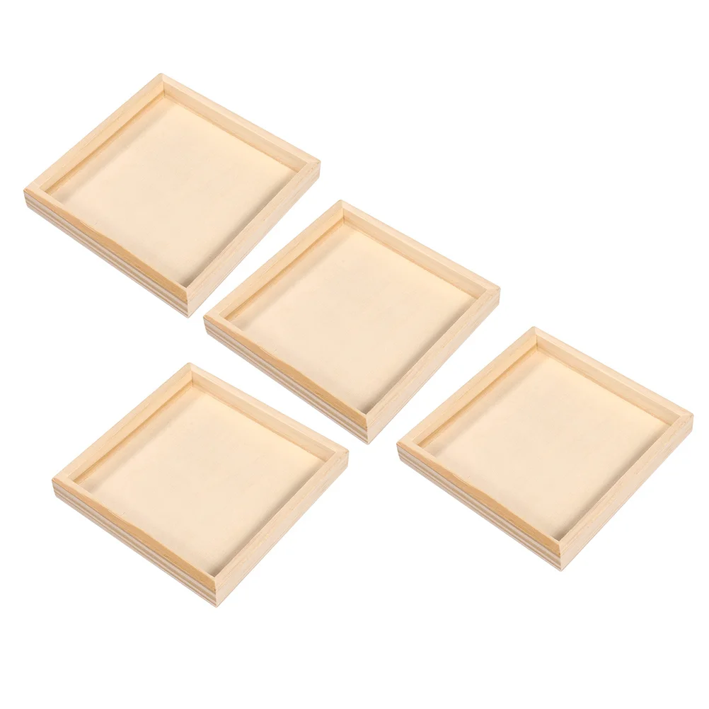 

4 Pcs Tray 3D Puzzle Organizers Jigsaw Wood for Serving Storage Trays Wooden Accessory Puzzles Adults
