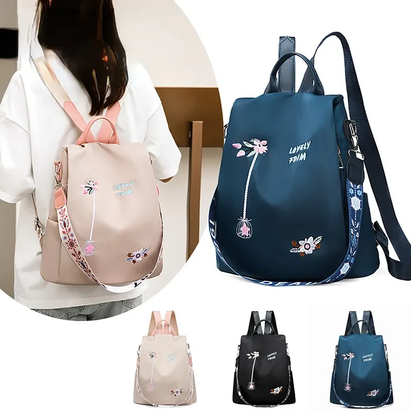 Oxford Women Backpack Fashion Casual Embroidery School Bag Waterproof Female Large Capacity Travel Shoulder Handbags Shopping