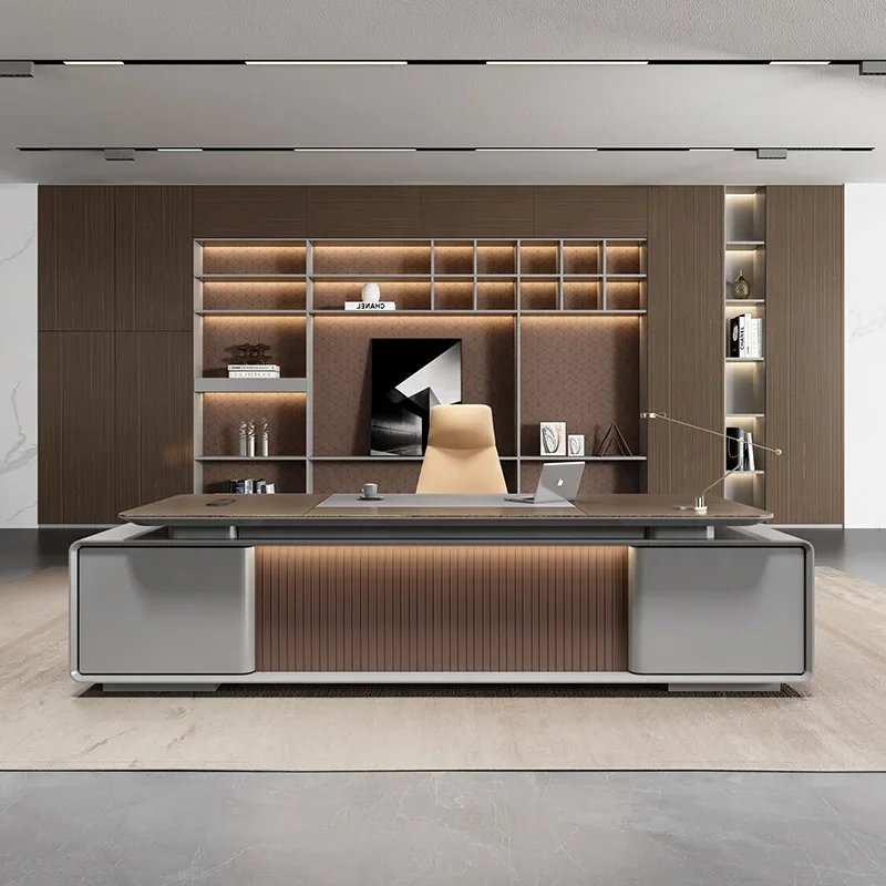 Premium Senior Light Luxury President Taipan Desk Boss Desk Manager Supervisor Paint Office Furniture