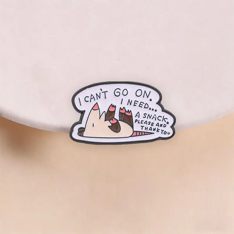 Cute Lazy Anteater Enamel Pin Funny Snack Quote Brooch Cartoon Animal Badge Humor Lapel Pin for Backpack Jacket Decor