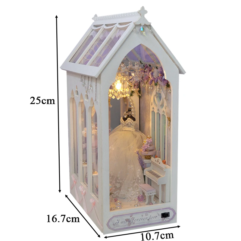 DIY Wooden Wedding Book Nook Shelf Insert Miniature Model Kits With Furniture Piano Bookshelf Handmade Bookend for Friends Gifts