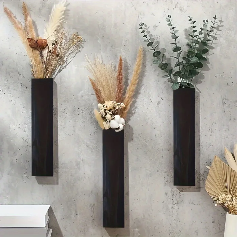 Wooden Plant Holder Wall Decor, Aesthetic Pocket Vase, Hanging for Indoor Spaces, Space-Saving, Perfect for Living Room, Bedroom
