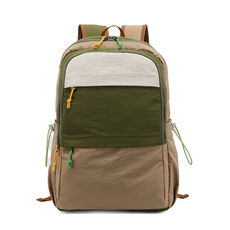 Outdoor Hiking Camping Color Blocking Backpack Men Women Breathable Lightweight Large Capacity Nylon Travel Bag