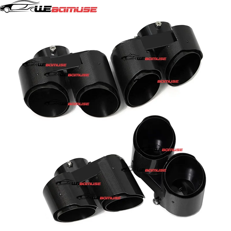 Quad Carbon Fiber Exhaust Tip For BMW X5 G05 X6 G06 X7 G07 Muffler Tip Exhaust Pipe System No Welding Black Nozzle 2019+