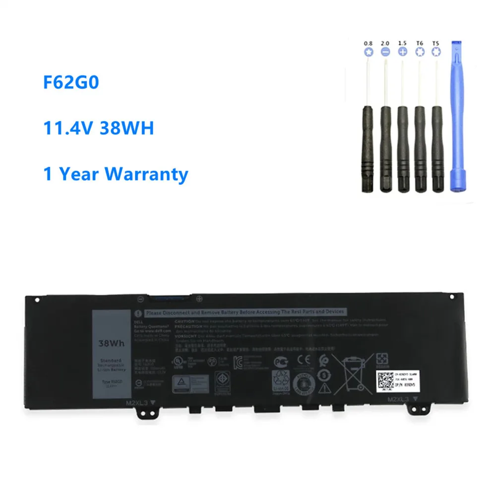 F62G0 Laptop Battery For DELL Inspiron 13 5370 7370 7373 7380 7386 Vostro 5370 RPJC3 39DY5 11.4V 38WH