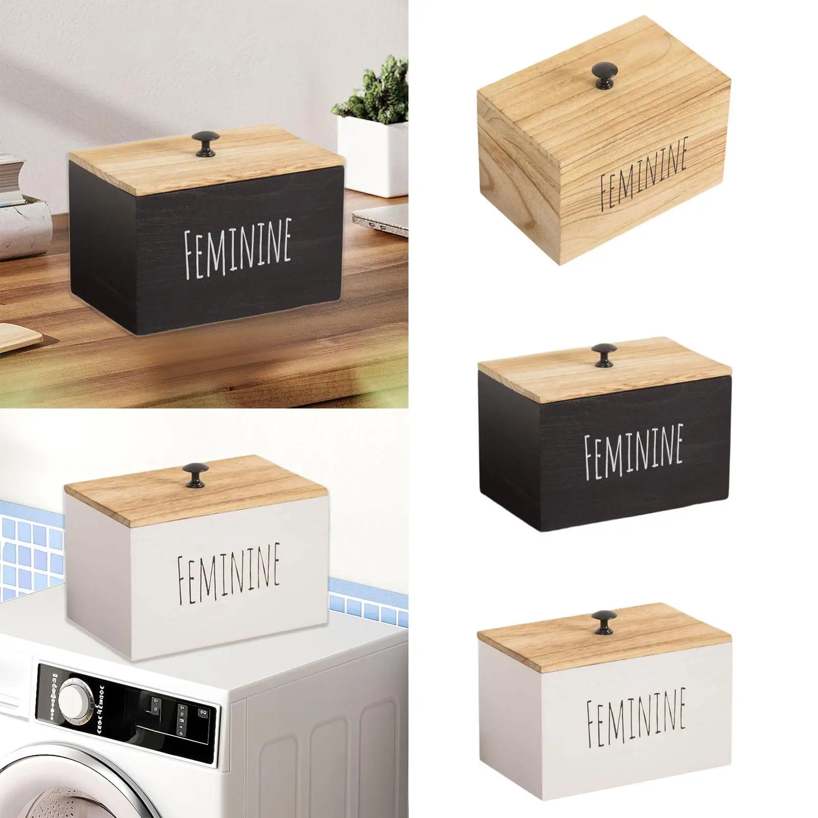 

Laundry Pod Container Tampon Holder Decor Stylish Farmhouse with Lid Rustic Dryer Sheet Dispenser Laundry Beads Dispenser