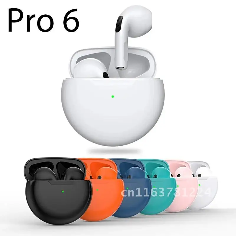 

Pro 6 TWS Bluetooth Earbuds Headphones with Microphone Wireless Gaming Music Headphones Touch Bluetooth Headphones