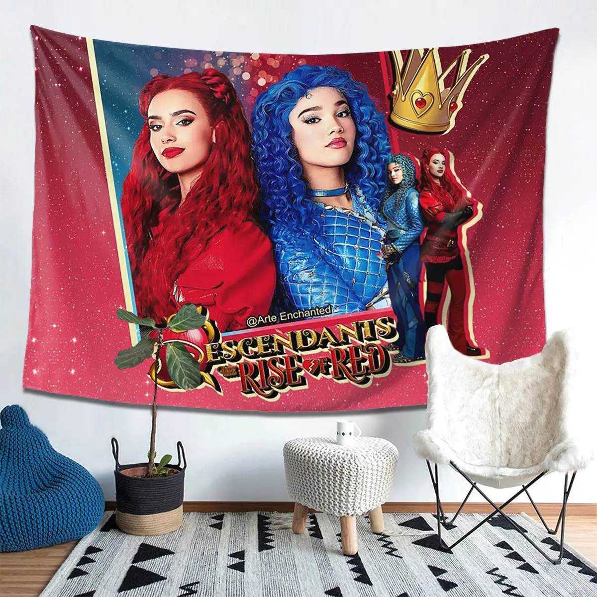 

Descendants 4 The Rise Of Red Tapestry Decor Art Aesthetic Tapestries for Living Room Bedroom Home Wall Cloth Wall Hanging