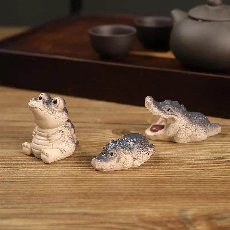 Chubby Tea Pet Small Crocodile Tea Pet Ornament Handmade Tea Ceremony Tea Game Tea Table Gift Decoration For Lawn Desktop
