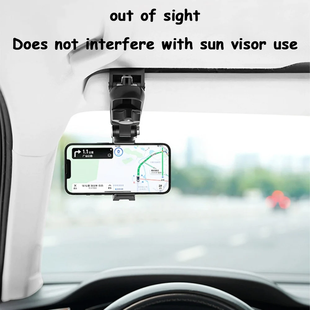 Multifunktionaler Auto-Sonnenblende-Telefonhalter 360° ° Rotierende universelle Handy-Unterstützung für iPhone Samsung Android – Detail 2