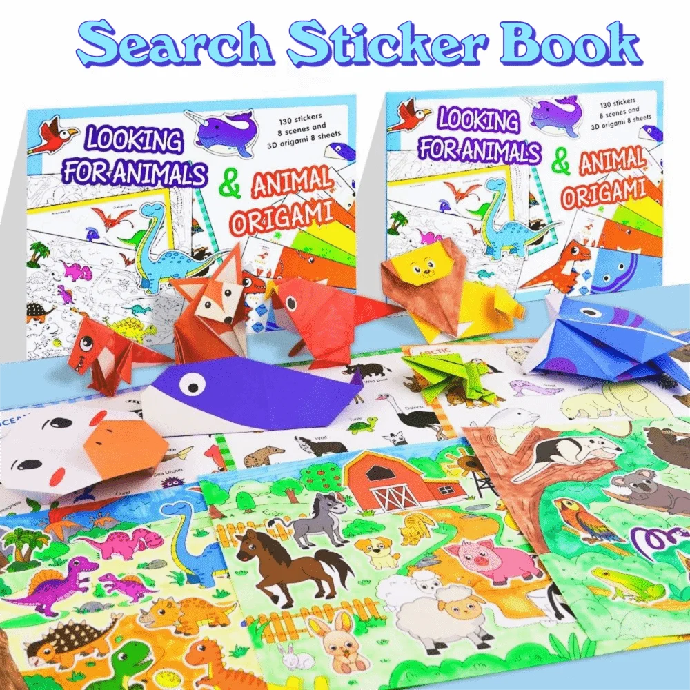 

Creative Search Find Sticker Book Funny Interactive 3D Origami Books Reusable Adhesive Handmade Digital Sticker Book