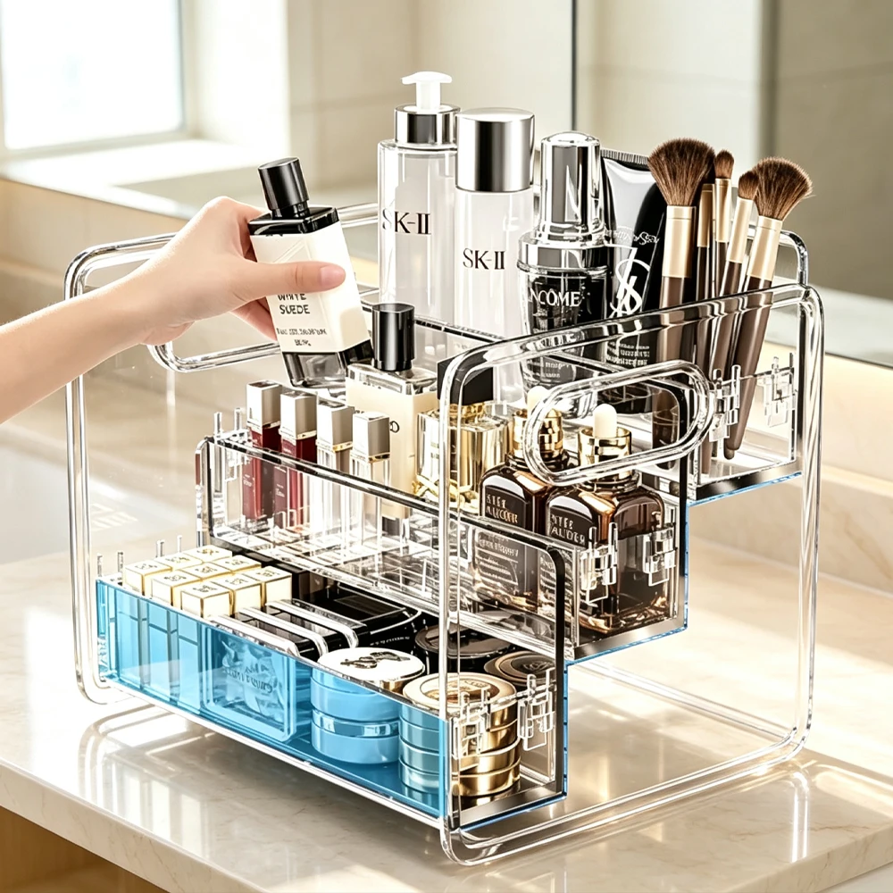 NEUE Transparente Aufbewahrungsbox Make-up-Organizer Kosmetik-Displaybox Schmuck-Organizer Tischhalter Klarer Make-up-Organizer ﻿