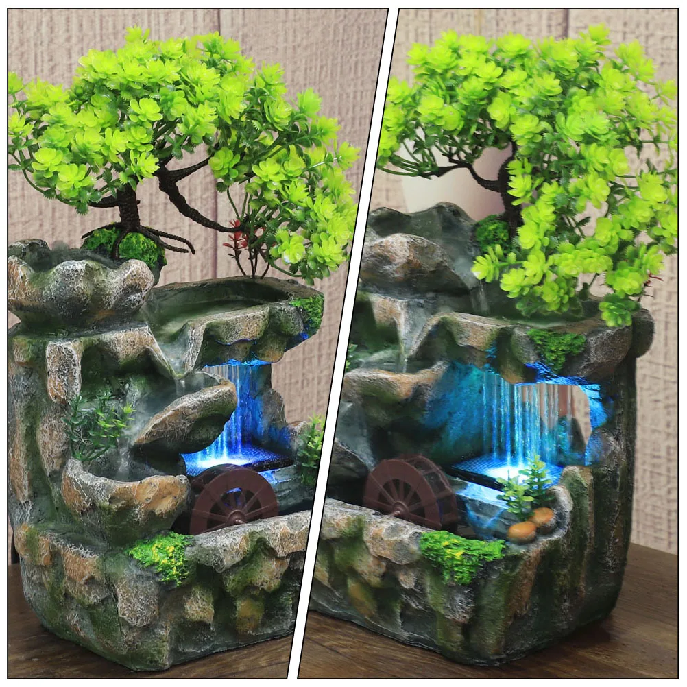 

Indoor Resin Water Fountain Decorative Mini Desk Fountain Tabletop Waterfall for Home Office Zen Relaxing Water Feature Decor