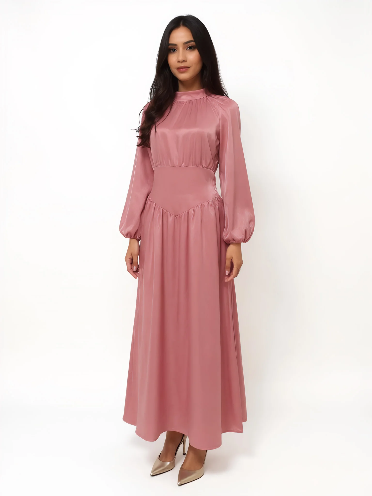 

Атласное платье-фонарик Абая Кафтан Мусульманское платье макси Скромное исламское платье в Дубае Ид Свадебный гость Вечерняя вечеринка, индивидуальный заказ