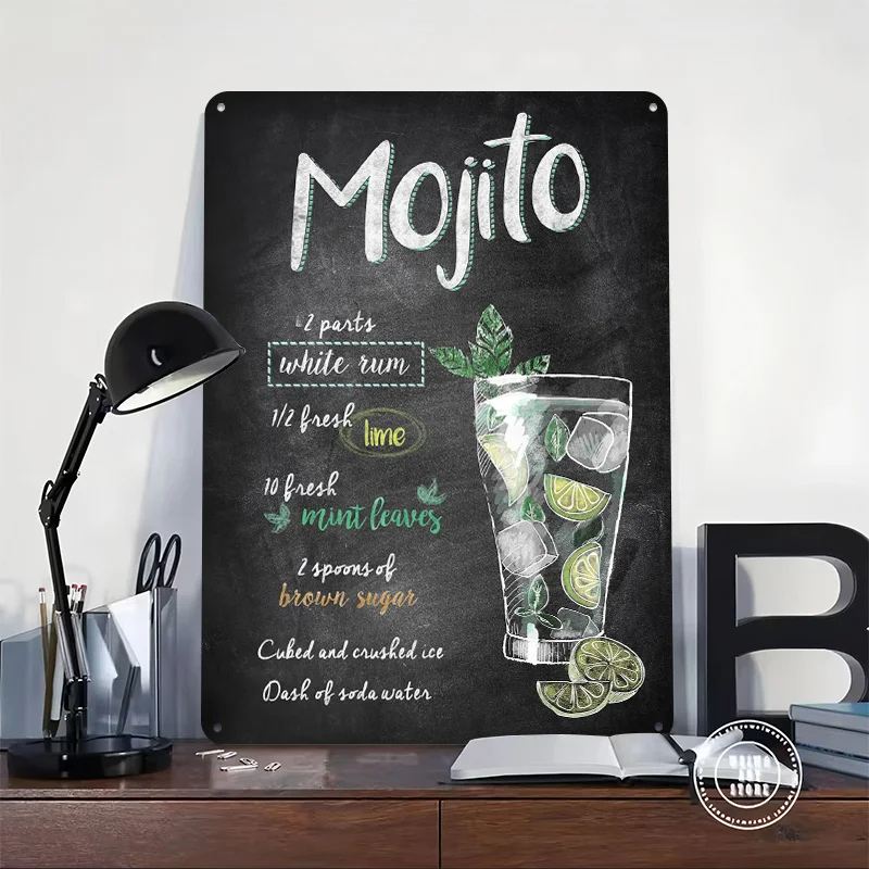 Mojito Tinplate Posters Customizable Wall Art Retro Vintage Metal Signs for Home Room Setup Decorations Wand Deko Office Decor
