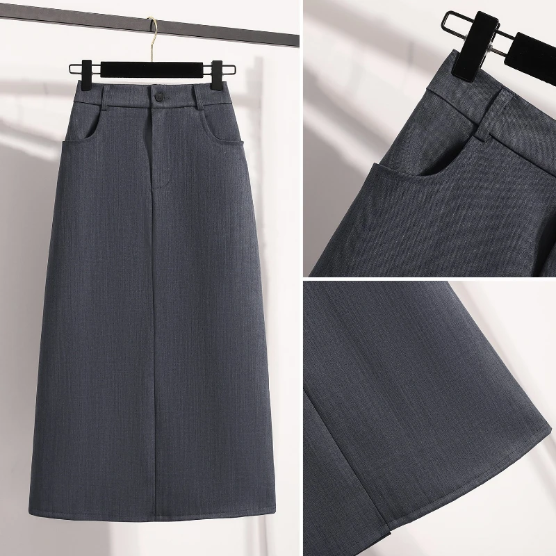 Suit Half-body Skirt Women's Large Size Autumn New Fashion Elegant Commuting Medium-length Package Hip Skirts Loose A-line Skirt image 6
