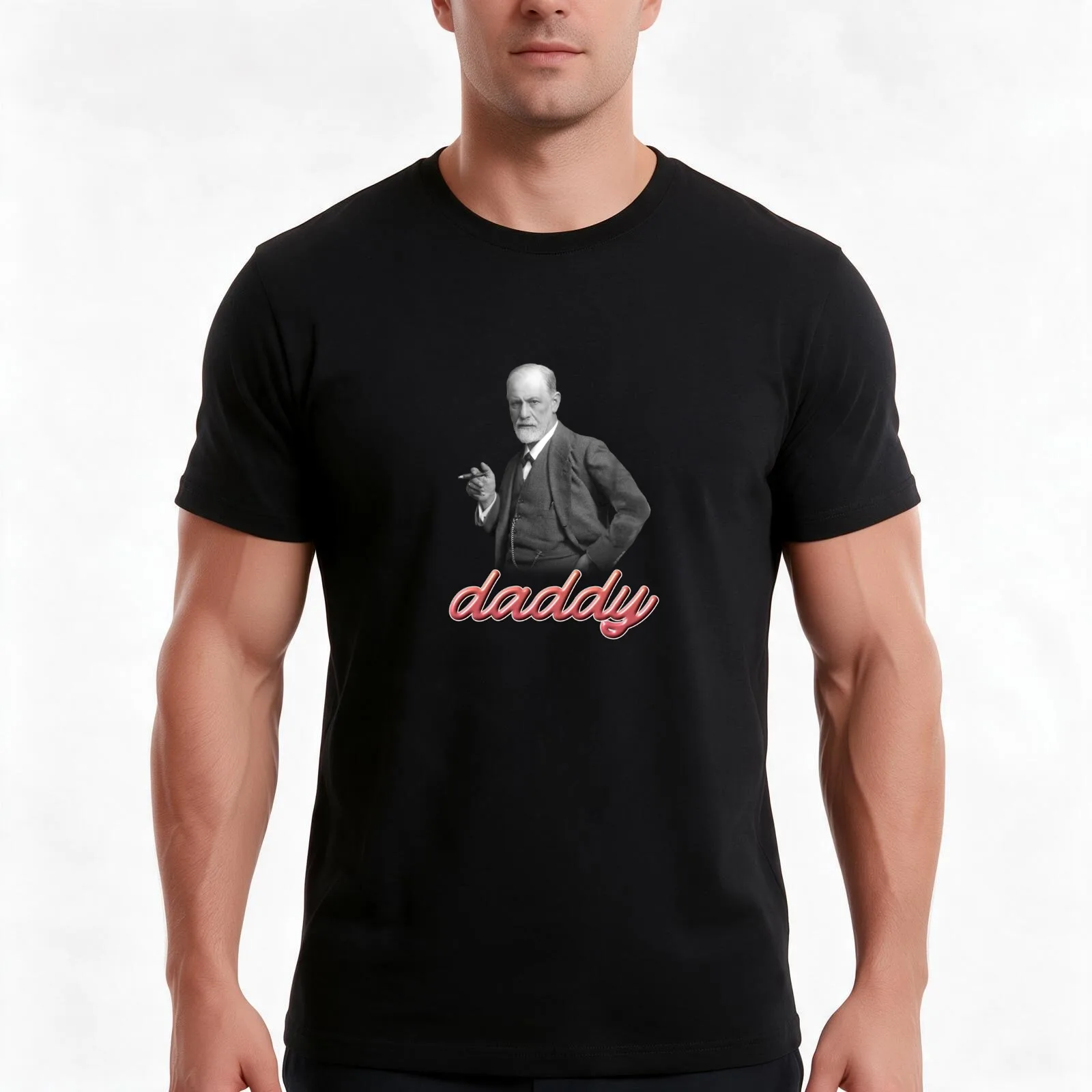 Sigmund Freud daddy psyhology design T-Shirt, Novelty Saying Tshirt, Soft Cotton Crew Neck Everyday Top