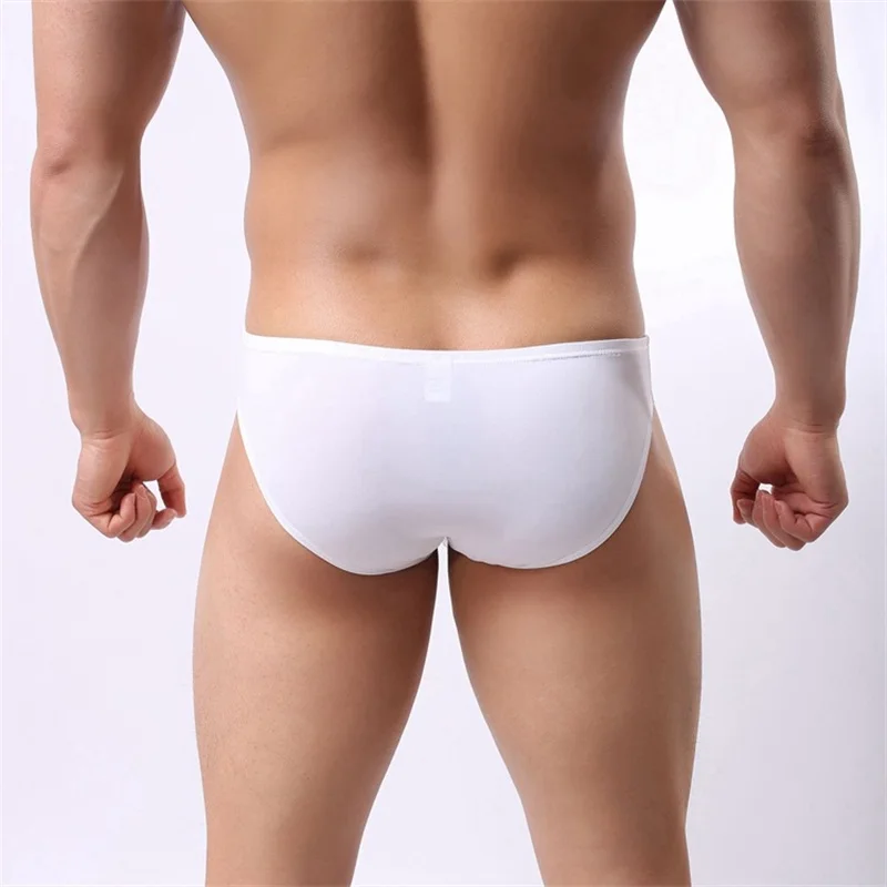 Scrotum Hole Penis Elephant Tube Briefs Men Ice Silk Panties Mens Underwear Gay Low Rise Pouch Sexy Briefs Male Underpants Brand