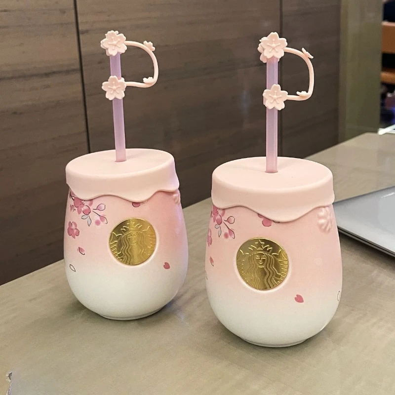 Taza Starbucks Flor de Cerezo Primaveral 2022, Taza de Cerámica con Diseño de Flores de Cerezo en Color Rosa, para Café o Agua