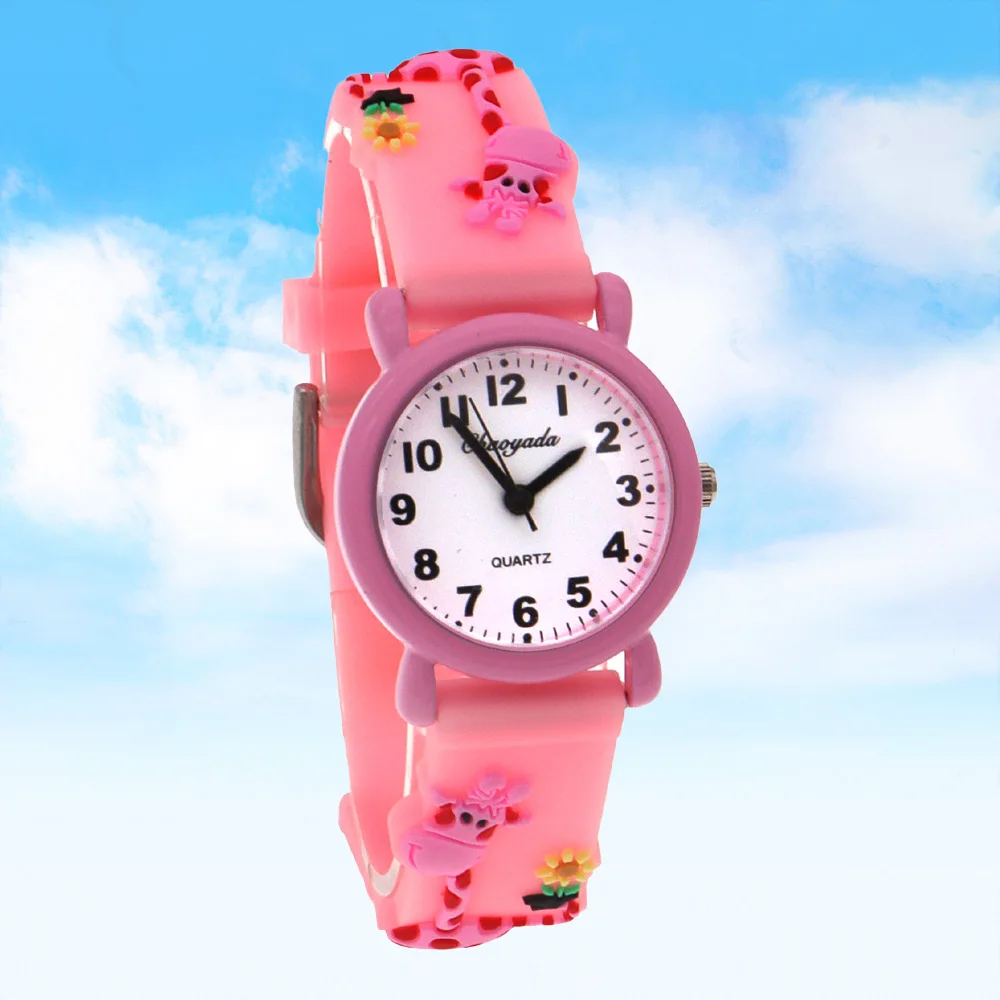 Cartoon Kids Wrist Watch with Silicone Strap Colorful Giraffe Design Mini Clock Case 28MM for Children