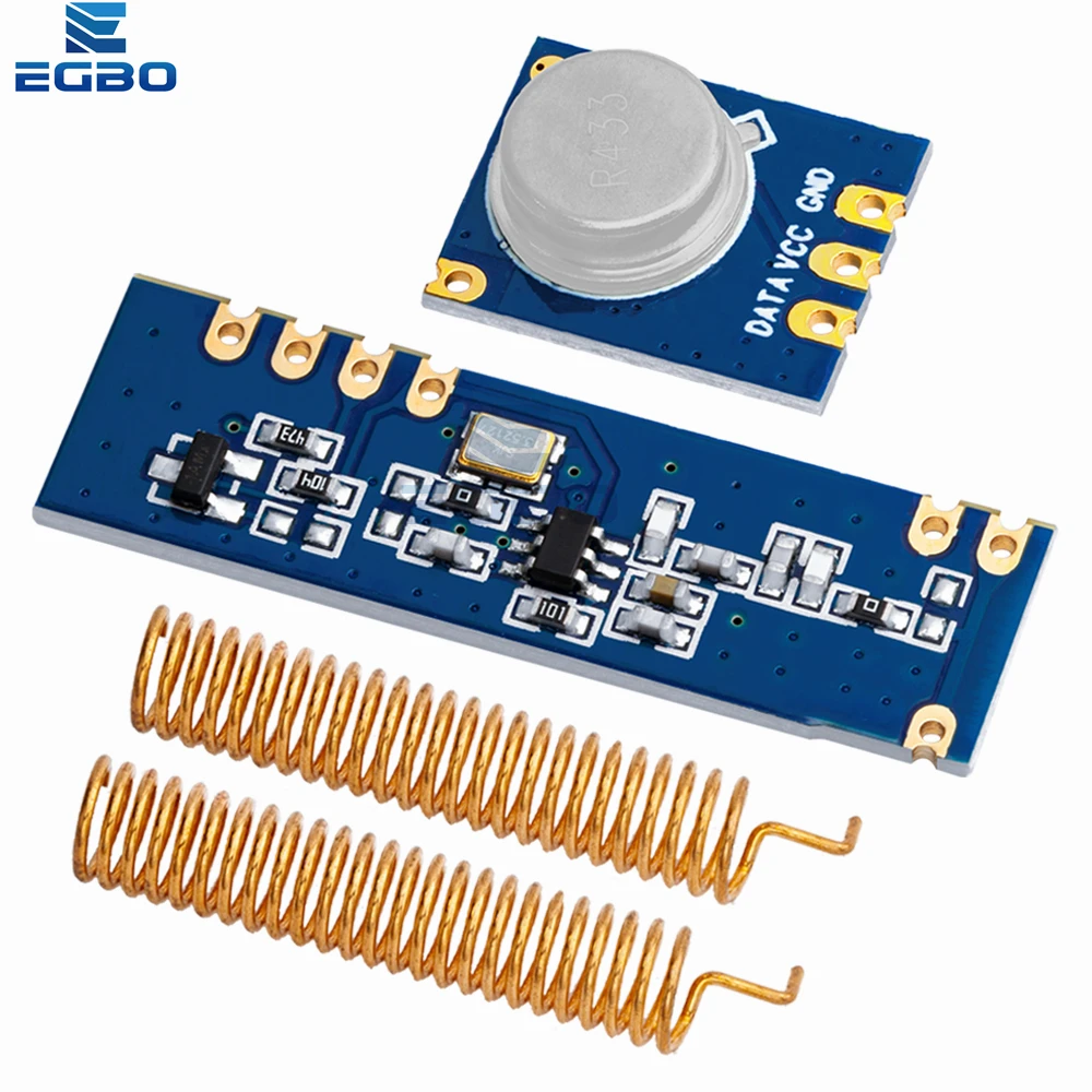 EGBO 1Set 433MHz 100 Meters Wireless Module Kit ASK Transmitter STX882 + ASK Receiver SRX882 + 2Pcs Copper Spring Antenna