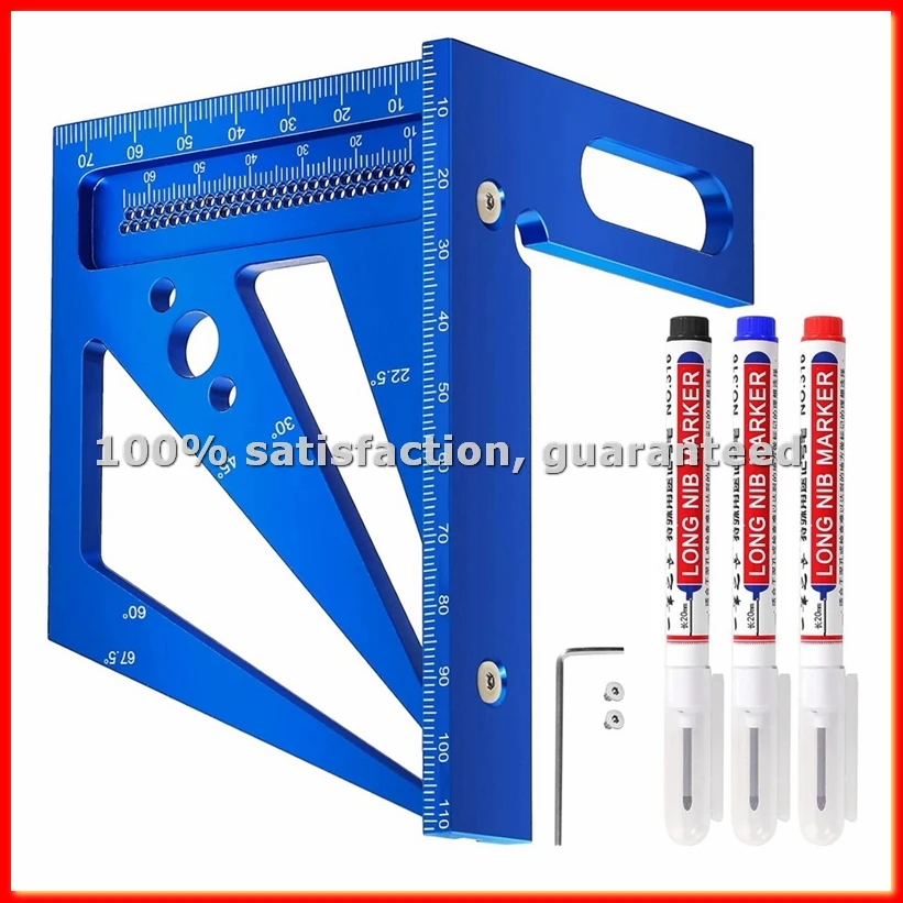 3D Multi Angle Measuring Ruler Carpenter Square Aluminum Alloy Woodworking Ruler Miter Triangle Ruler-A13G