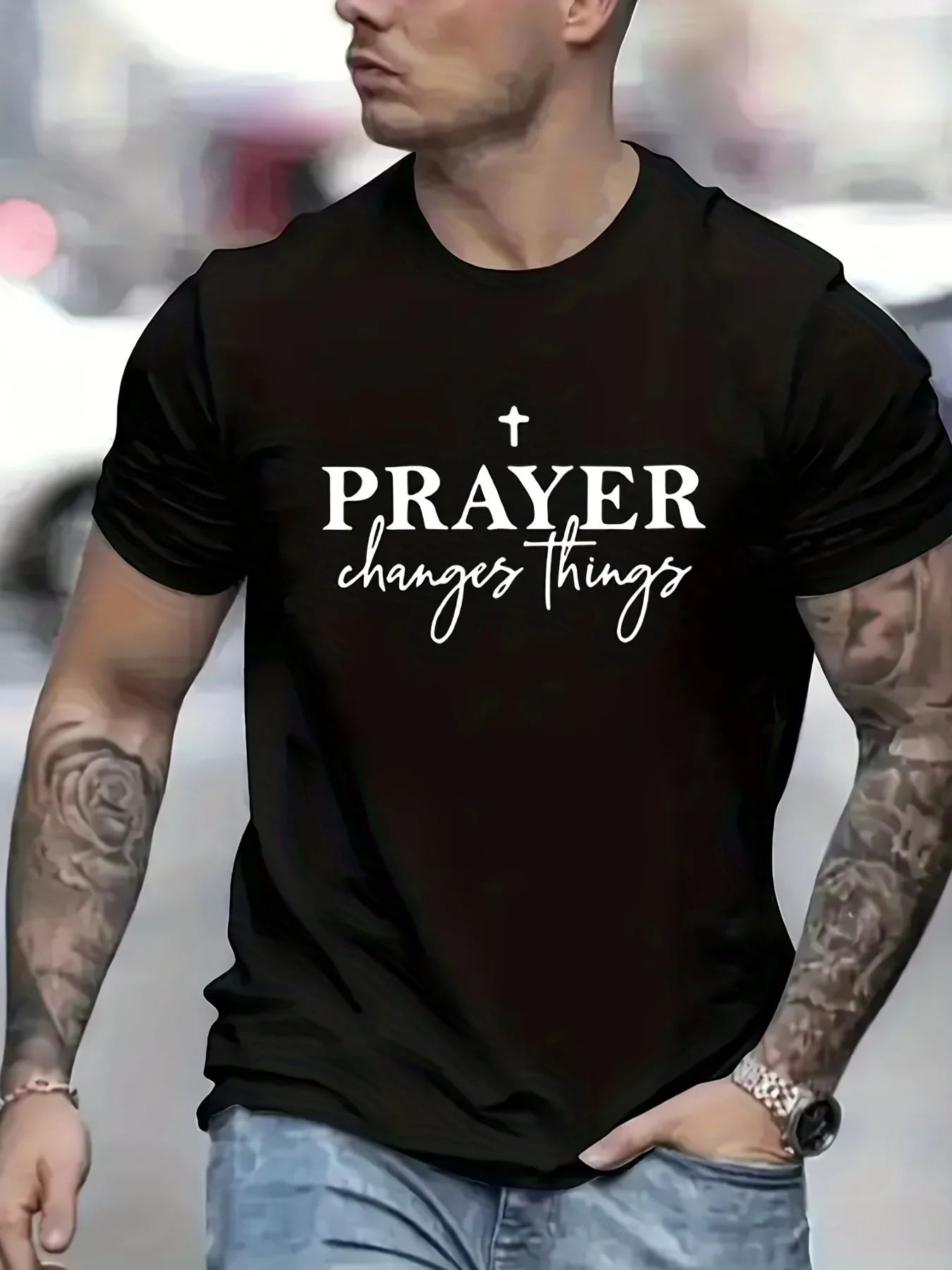 Round Neck Short-Sleeved T-Shirt with 