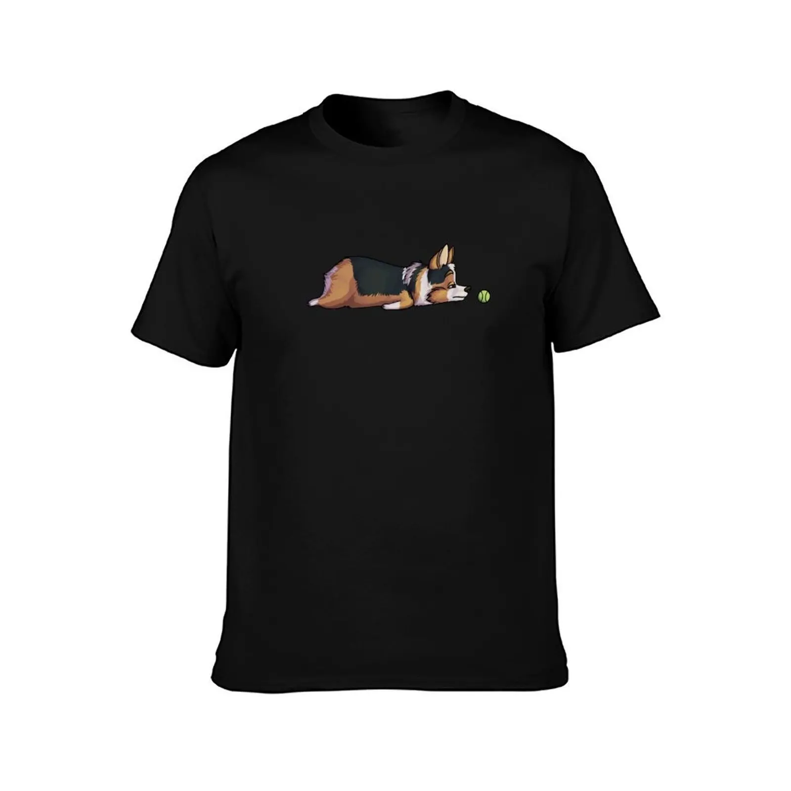 Lazy Sploot Redhead Tricolor Corgi T-Shirt Summer Casual Cotton Tee Oversized Streetwear Tops Vintage Graphic Print