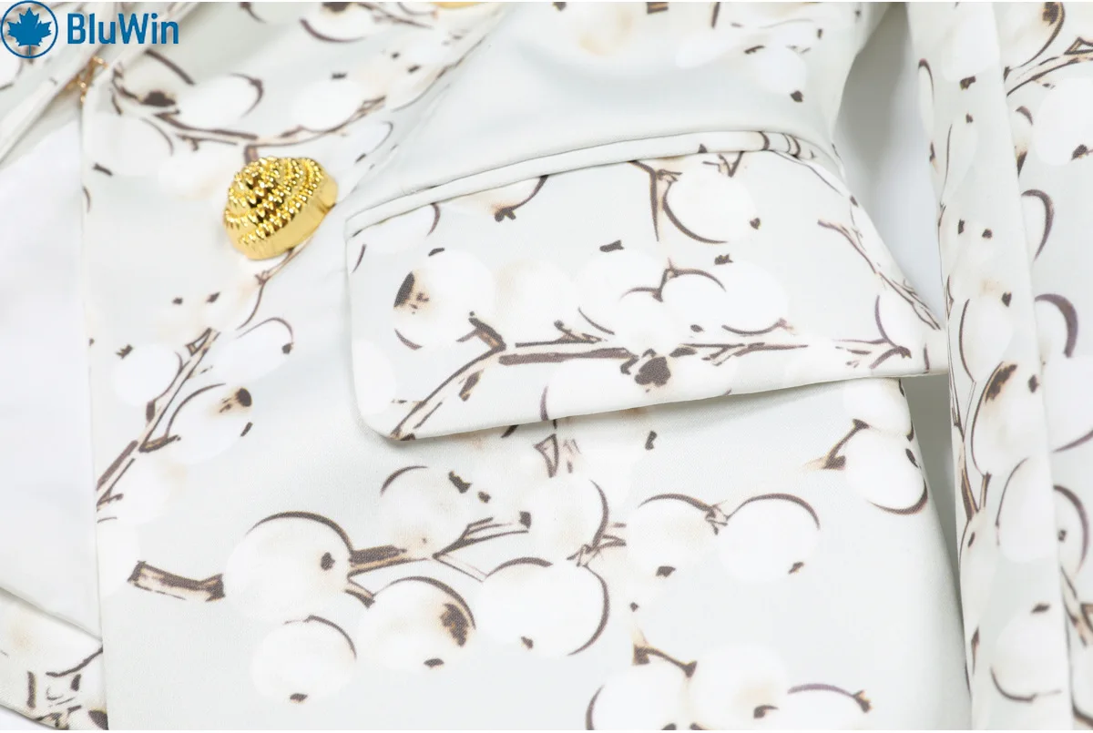 سترة BluWin الكورية المطبوعة بالورود للنساء لربيع 2025، سترة أنيقة للمكتب للسيدات، معطف أنيق #6