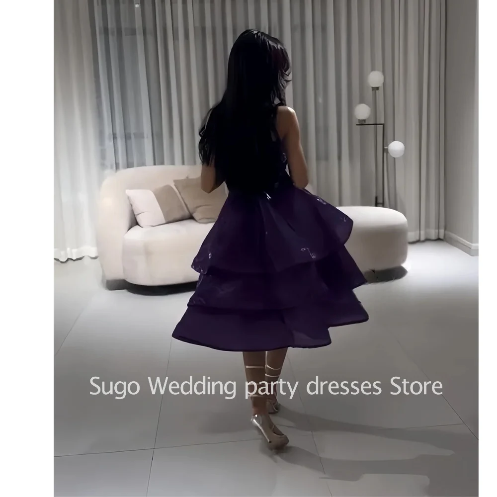 Customized Elegant Midi Evening Dresses for Special Occasions Strapless Tea-Length A-Line Dubai Women Party Gala Dress 2025