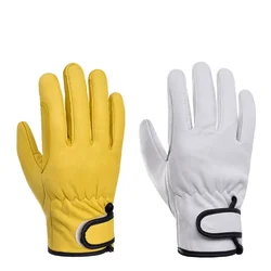 Guantes de trabajo de piel de oveja para trabajadores, protección de seguridad para soldadura, jardín, deportes, conductor de motocicleta, resistentes al desgaste