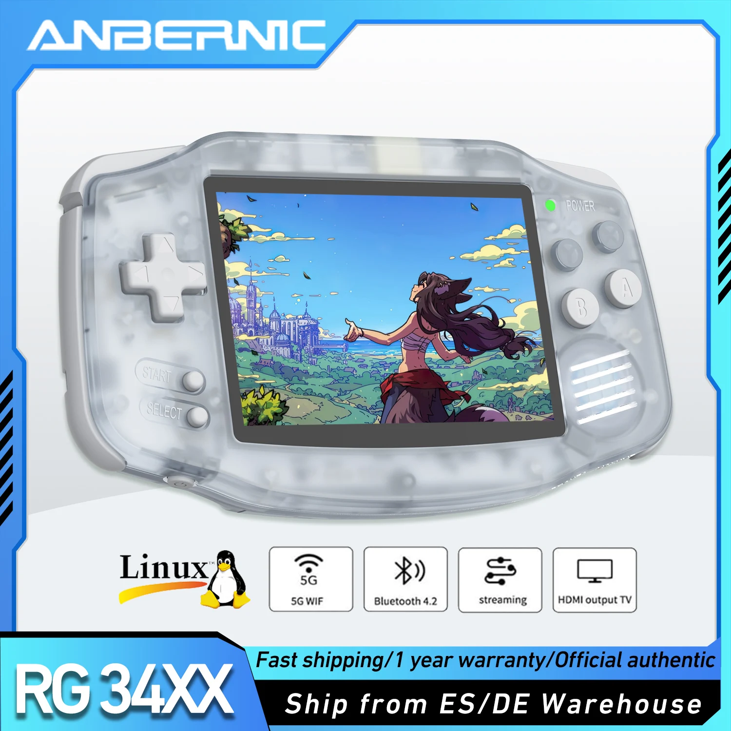 Anbernic RG34XX consoles de jeux portables rétro RG 34XX lecteur de jeu rétro classique Linux 64 bits 3500mAh batterie WiFi Bluetooth HD