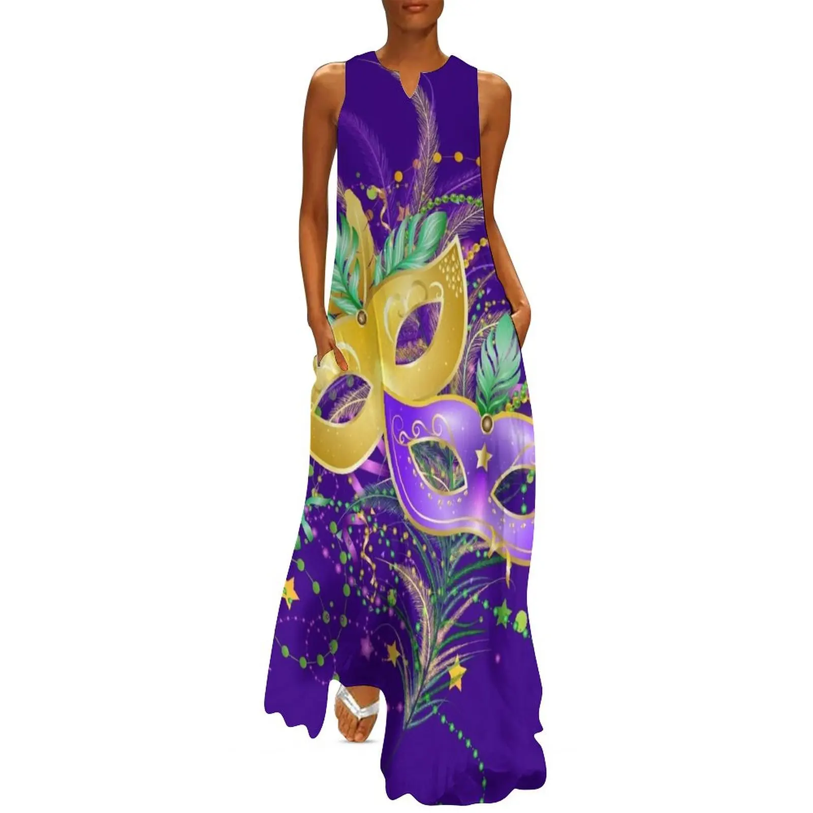 Mardi Gras Celebration Long Dress loose women's dress Summer dresses for women Dress