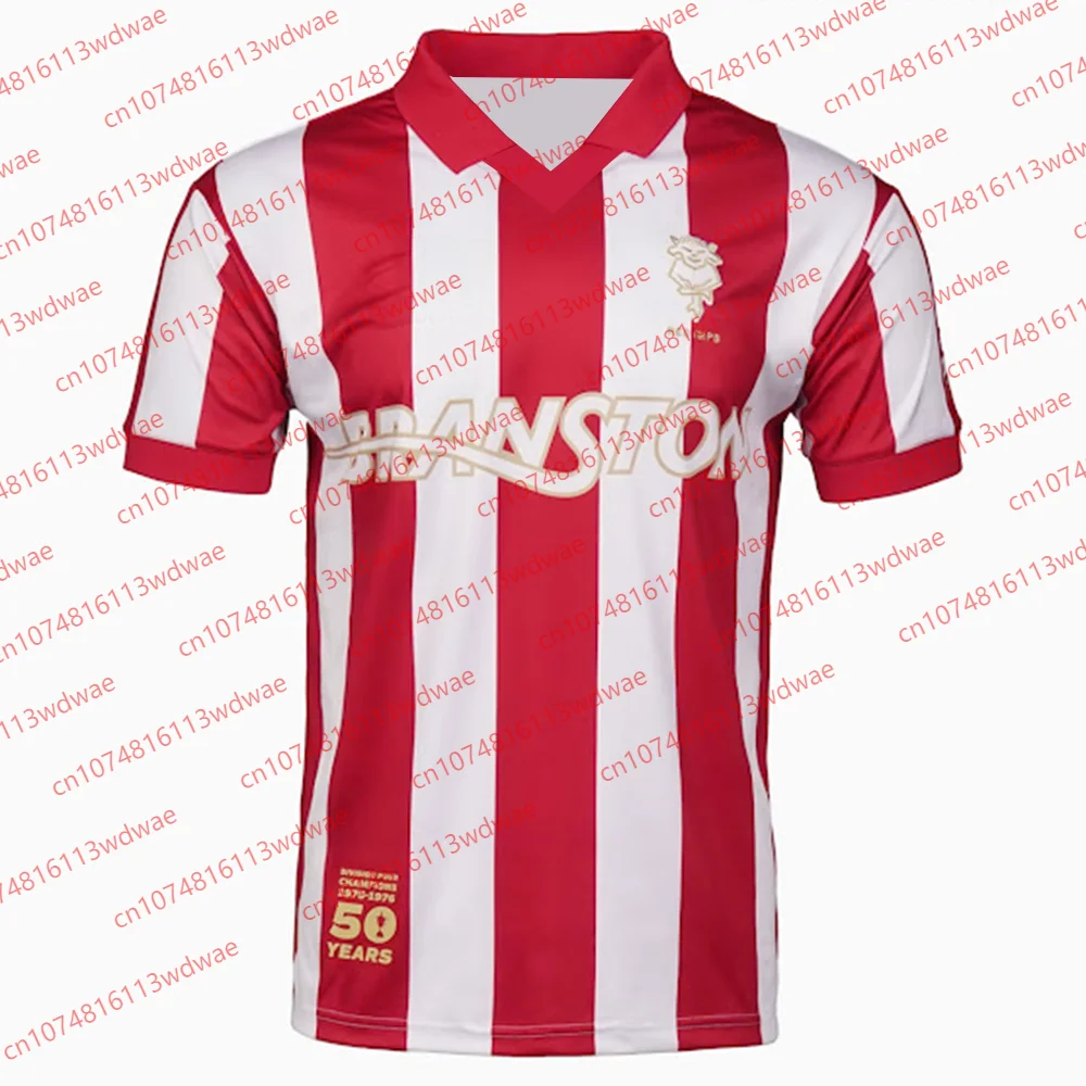 Koszulka piłkarska męska w paski z krótkim rękawem, rocznica 50-lecia klubu Lincoln City FC Branston Sponsor, nowy retro model 2025.
