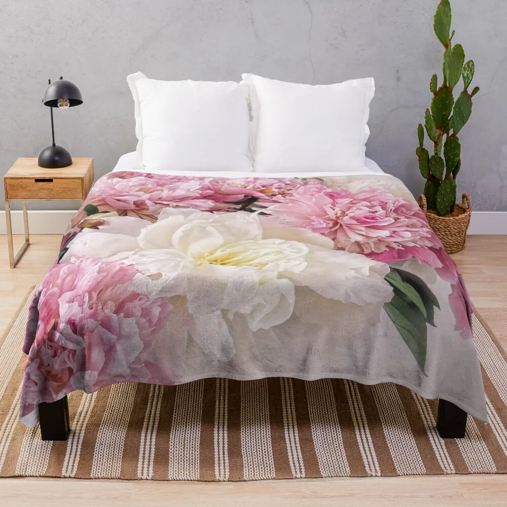 

Peonies Throw Blanket Cute wednesday Camping warm for winter Blankets